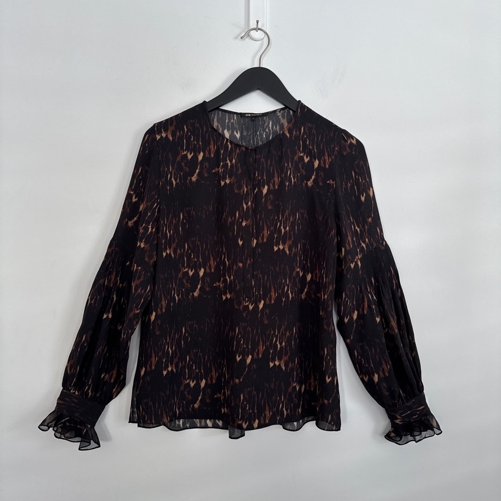 KOBI HALPERIN - The Leoni Leopard Print 100% SILK Blouse. Medium P2P 21" - Picture 5 of 9